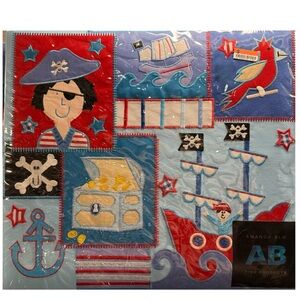NWT! AMANDA BLU Embroidered INSTANT SCRAPBOOK Album PIRATES 14.5x13"